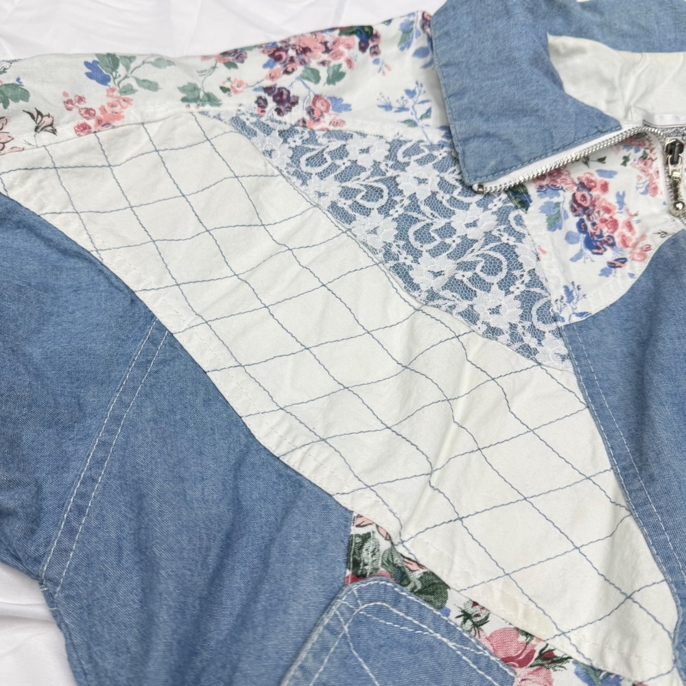Vintage Bronton Patchwork Denim Jacket Floral Lac… - image 12